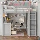 preview thumbnail 2 of 12, Full size Loft Bed with Drawers, Desk and Wardrobe, Space-saving, Grey