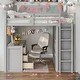 preview thumbnail 30 of 40, Full size Loft Bed with Drawers, Desk and Wardrobe, Space-saving, White