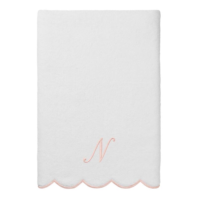Authentic Hotel and Spa 100% Turkish Cotton Pink ADORNIA Scallop Personalized 3 Piece Towel Set - 3 Piece Set