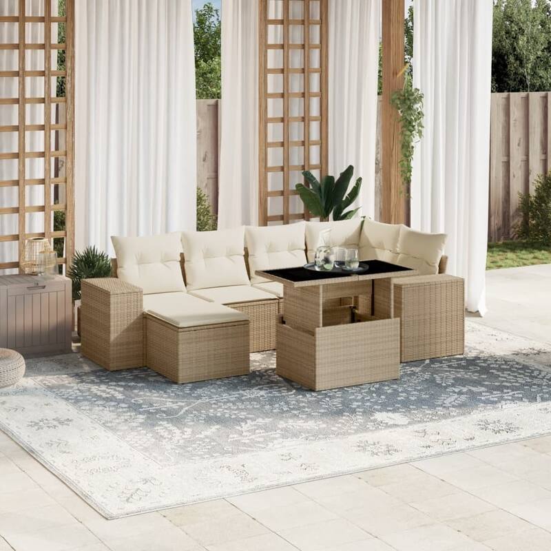 vidaXL Garden Sofa Set - 21.7 x 39.4 x 28.7 - Beige and cream without storage