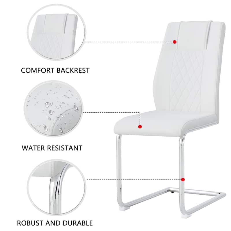Modern PU Upholstered Dining Chairs with C-shaped Tube Metal Legs Set of 6