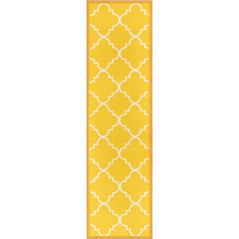 Well Woven Modern Bold Lattice Non-Skid Backing Runner Rug - 2' x 7'