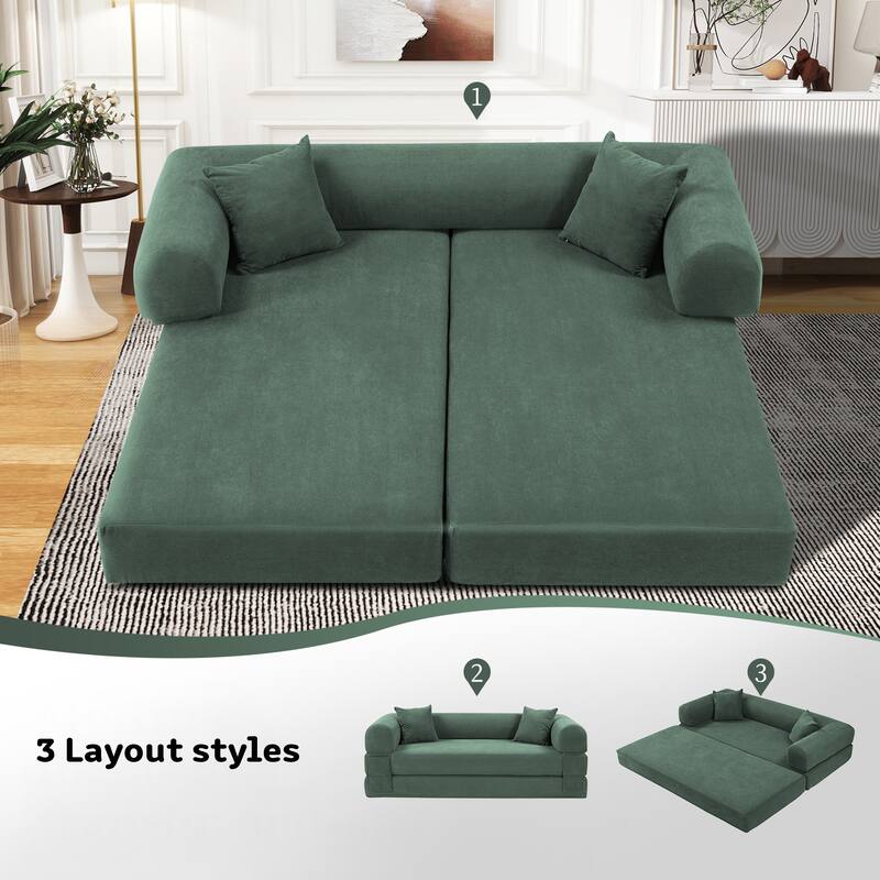 3-in-1 Convertible Sleeper Sofa with Pillows & Storage