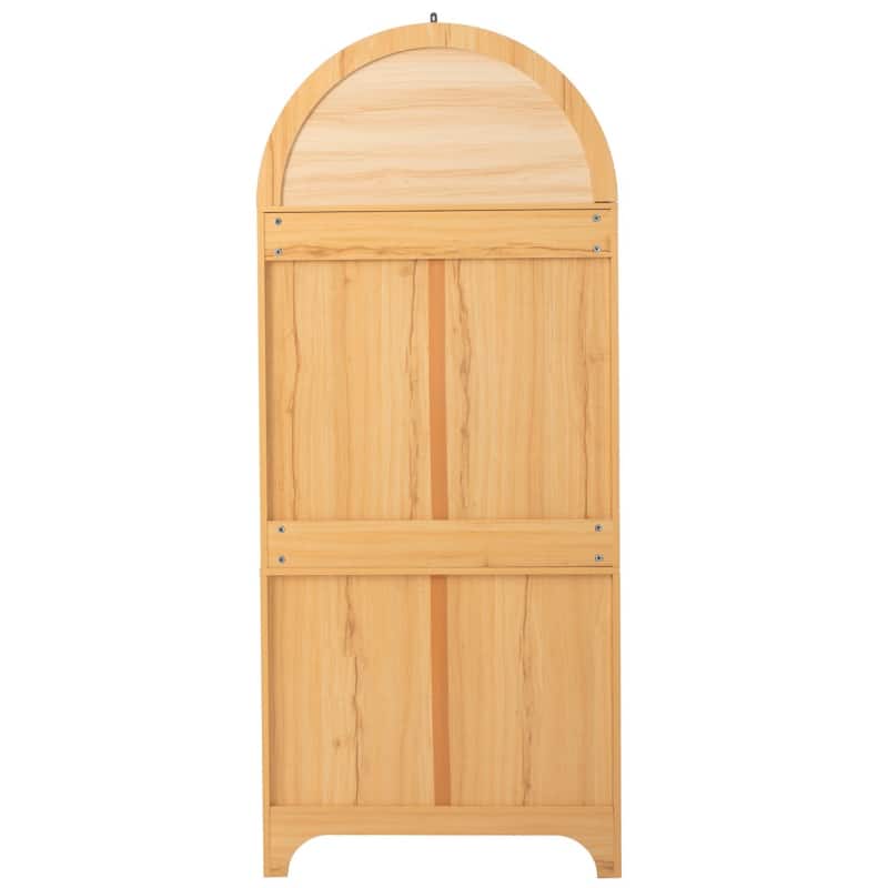 71" Tall Arched Pantry Cabinet with Shelves, Hidden Drawer and Glass Door
