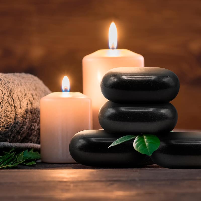 Sivan Health and Fitness 8-Piece Large Black Basalt Hot Stone Set, Great for Spas, Massage Therapy, Relaxation, and More