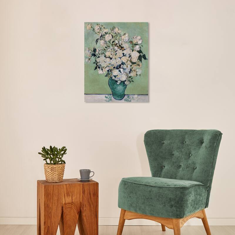 Wynwood Studio Canvas Floral and Botanical Flowers of Gold Green and Vanilla Glam Wall Art Canvas Print - 16 x 20