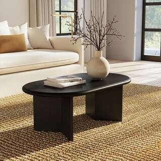 Mandalay Oval Mango Wood Black Coffee Table by East at Main