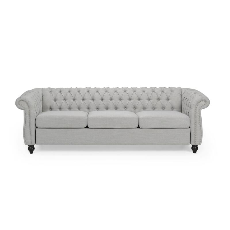 Roomfitters Modern Chesterfield 3-Seater Sofa, Tufted Upholstered Couch with Nailhead Trim and Deep Seating