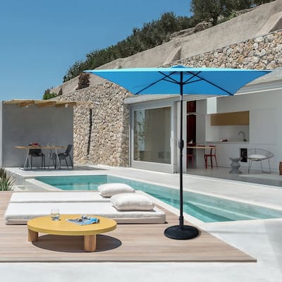 6.5ft Square BLUE Color Market Umbrella with Stand/Base