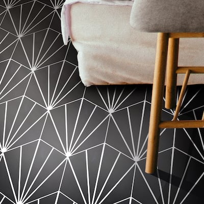 Menara Handmade, 8x9-in, Black and White tile, Pack of 12
