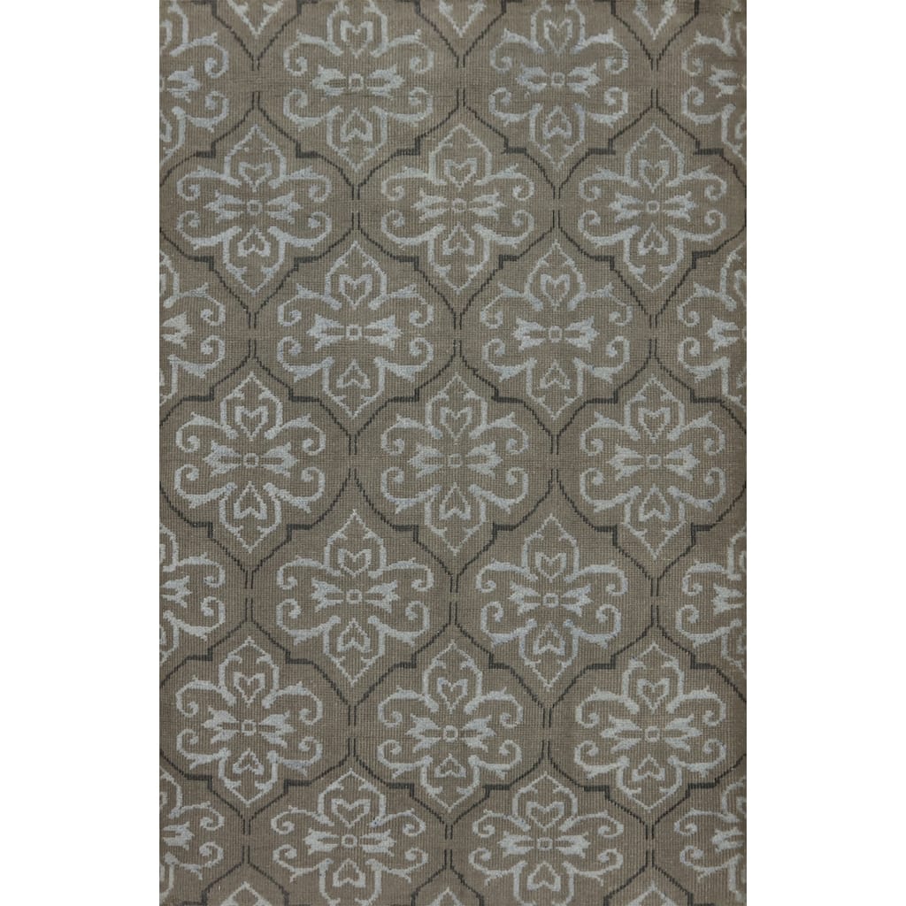 Hand-knotted Modern Wool Grey Geometric Area Rug Oriental Carpet - 7' 7'' X 5' 5''