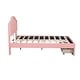 preview thumbnail 7 of 12, Full-Size Upholstered Platform Bed with Seashell Headboard, LED Lights, 2 Storage Drawers and Wood Slat Support, Pink