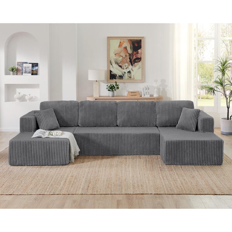 Modular U shape Sectional Sofa,Modern Sleeper Couch with Chaise Lounge