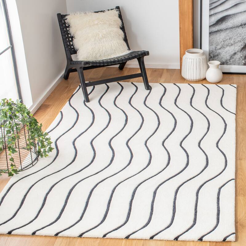 SAFAVIEH Handmade Fifth Avenue Adrian Mid-Century Modern Wool Rug - 8' x 10' - Ivory/Black