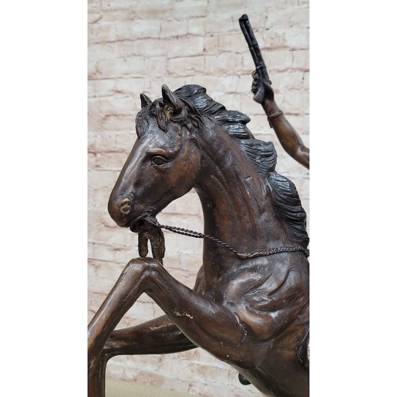 War Chief Native American Bronze Statue Sculpture Western Art Marble Base 24 Inches X 23 Inches