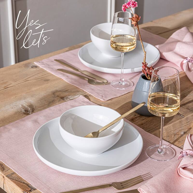 over&back 100% Linen Woven Placemats - Machine Washable - Set of 4