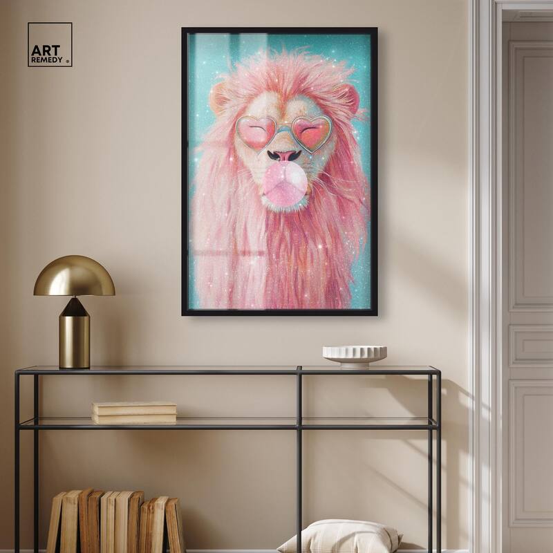 Pastel Lion Bubblegum Shadowbox by Art Remedy