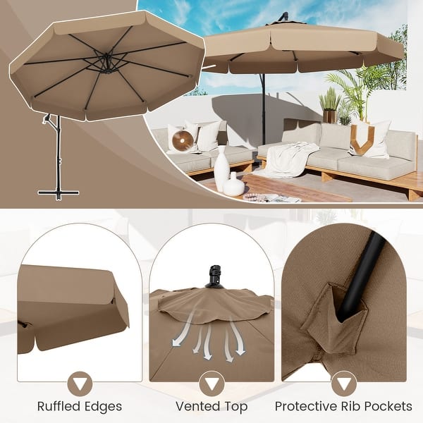 abba patio rectangular offset cantilever umbrella outdoor patio hanging umbrella 10FT Vienna with 360 Rotation Design and Easy Tilt Adjustment UV 50+ Protection 8 Ribs for Backyard Garden Deck Pool Patio, Brown This 10ft offset Cantilever umbrella is Perfect for a 60 Malta 10ft Cantilever Umbrella |