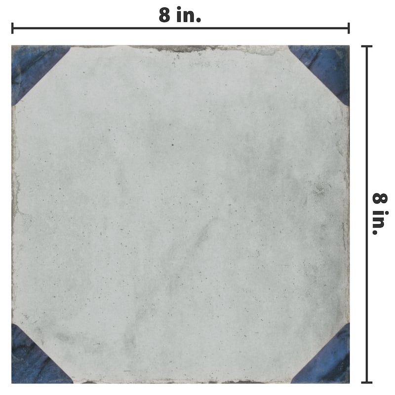 Merola Tile Renaissance Deco Indigo Corner 7-7/8" x 7-7/8" Porcelain Floor and Wall Tile