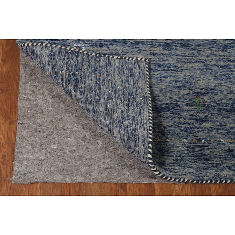 Blue Gabbeh Oriental Rug Hand-Knotted Tribal Wool Carpet - 3'11" x 5'10"