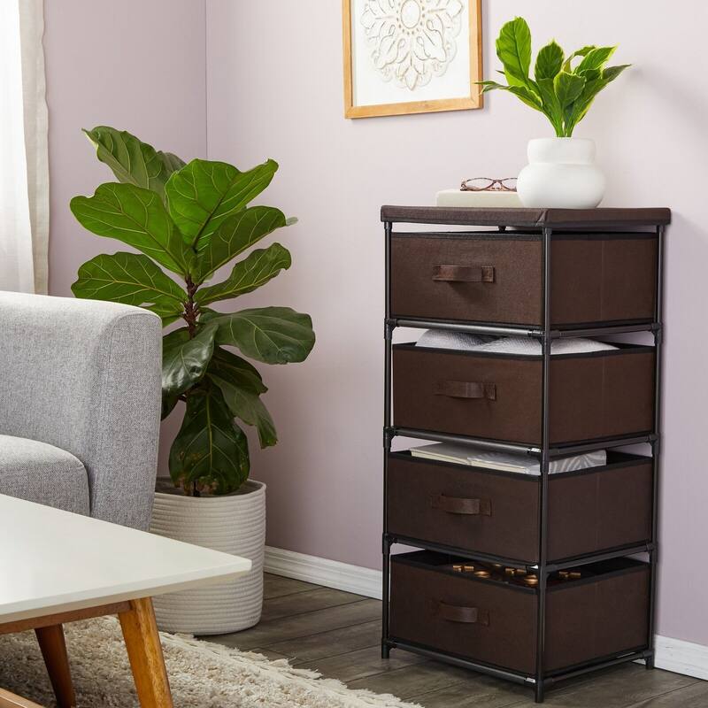 4-Tier Closet Dresser with Drawers - Dark Brown