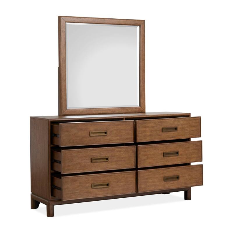 Magnussen Home Ridgefield Russet Double Drawer Dresser With Landscape Mirror