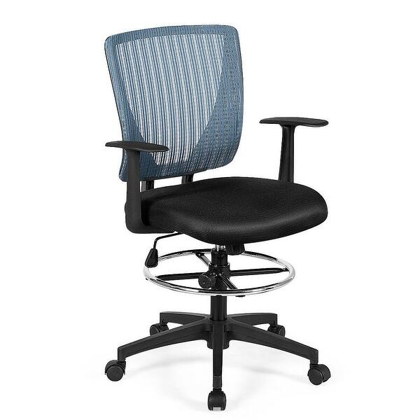Shop Gymax Mesh Drafting Chair Mid Back Office Chair Adjustable