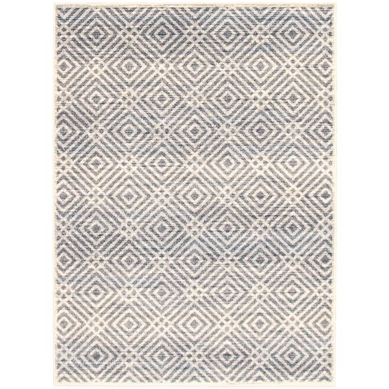 ECARPETGALLERY Ember Contemporary Rug - 3'11" x 5'7" - Silver/ Petrol