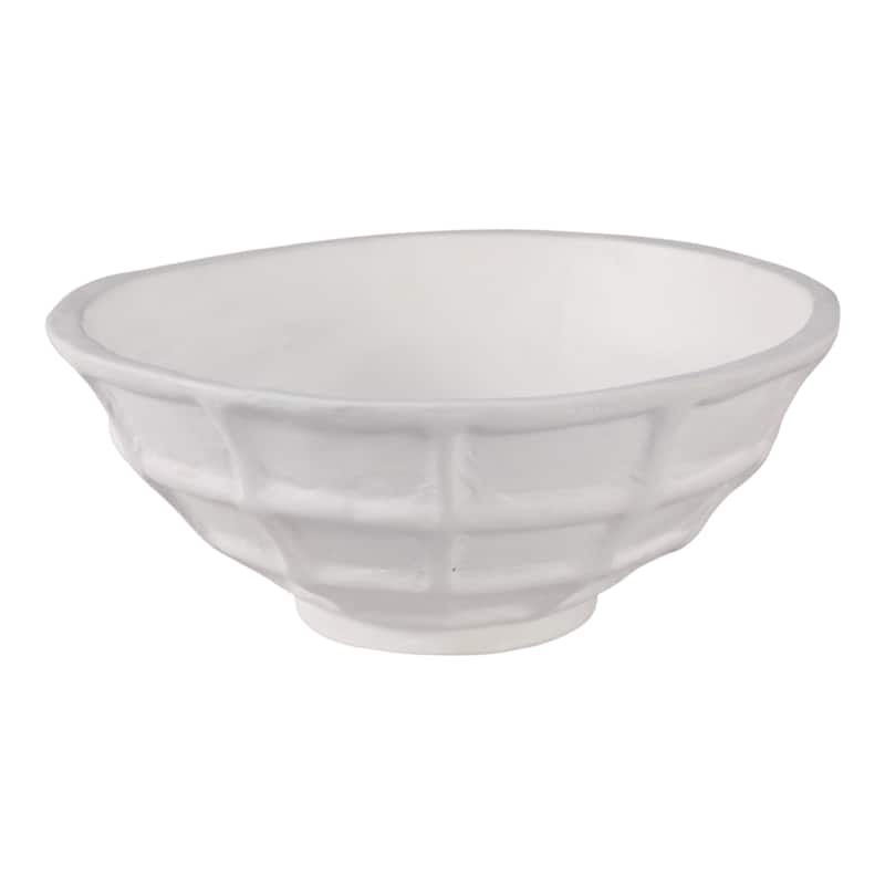 Paper Mache Windowpane Decorative Bowl Textured Design - 6" White - 13.75" x 13.75" x 5.75"