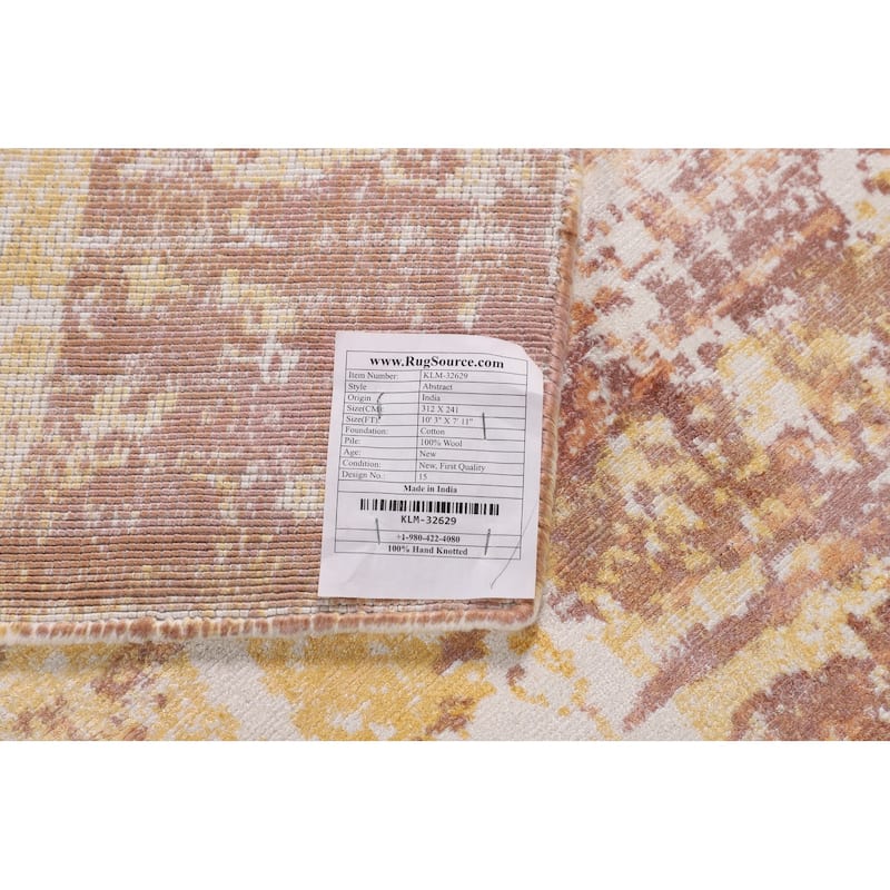 Abstract Area Rug Hand-Knotted Living Room Wool Carpet - 7'11" X 10'3"