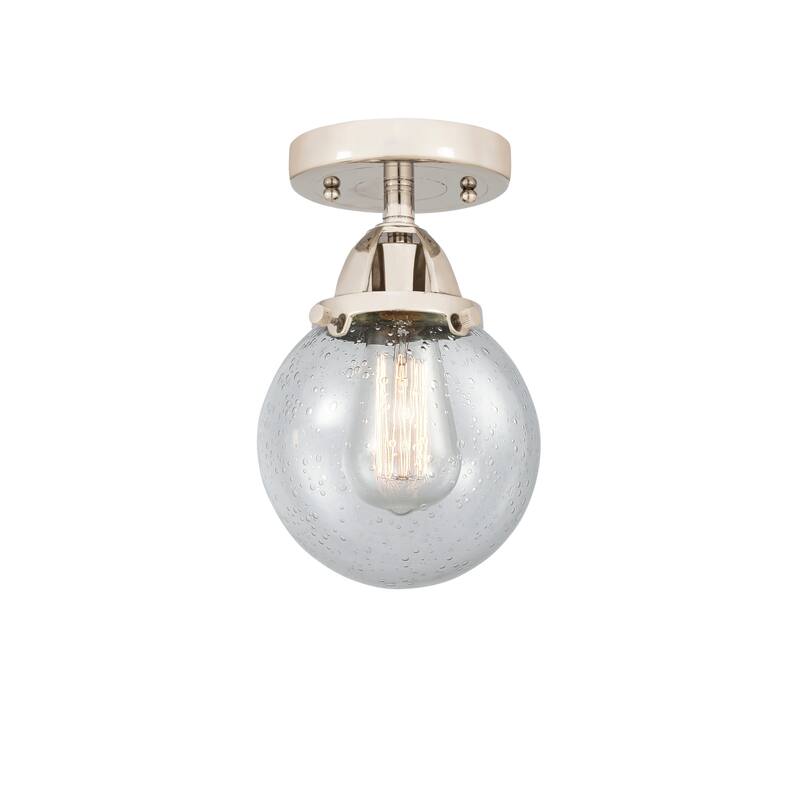 Innovations Lighting Nouveau 2 Beacon - 1 Light 6" Semi-Flush Mount - Polished Nickel/Seedy