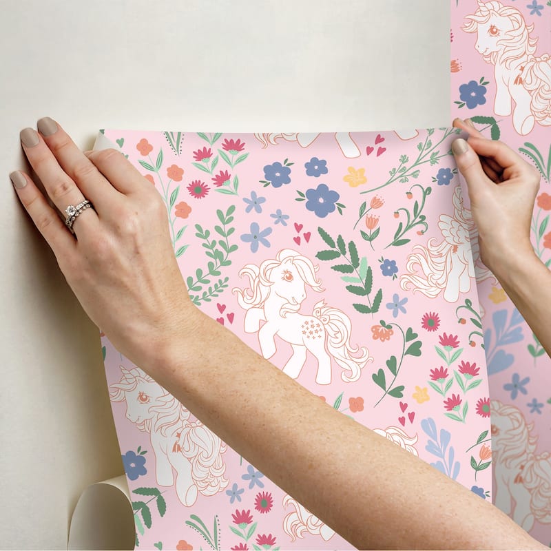RoomMates My Little Pony Retro Floral Pink Peel and Stick Wallpaper