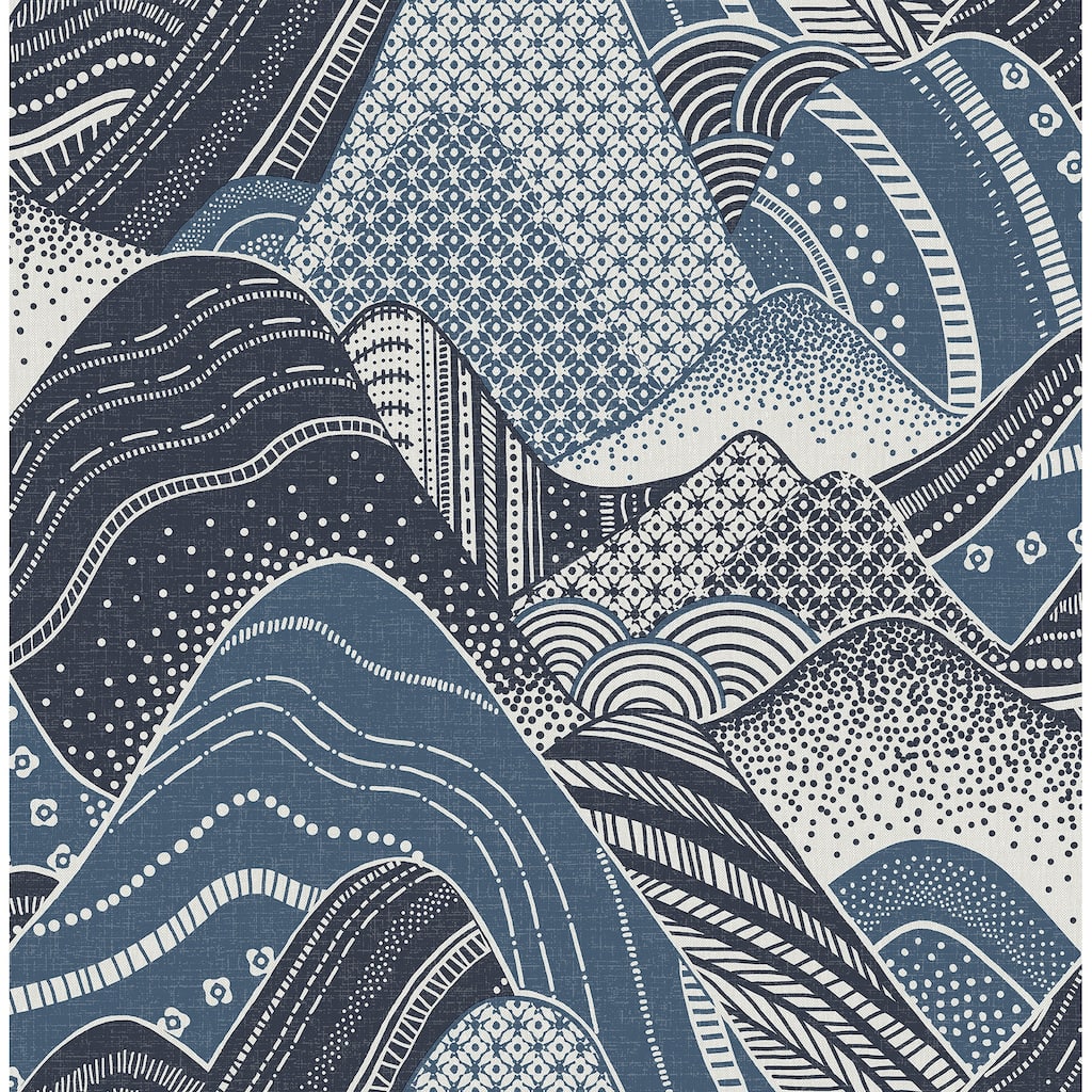 A-Street Prints Meru Navy Mountain Wallpaper