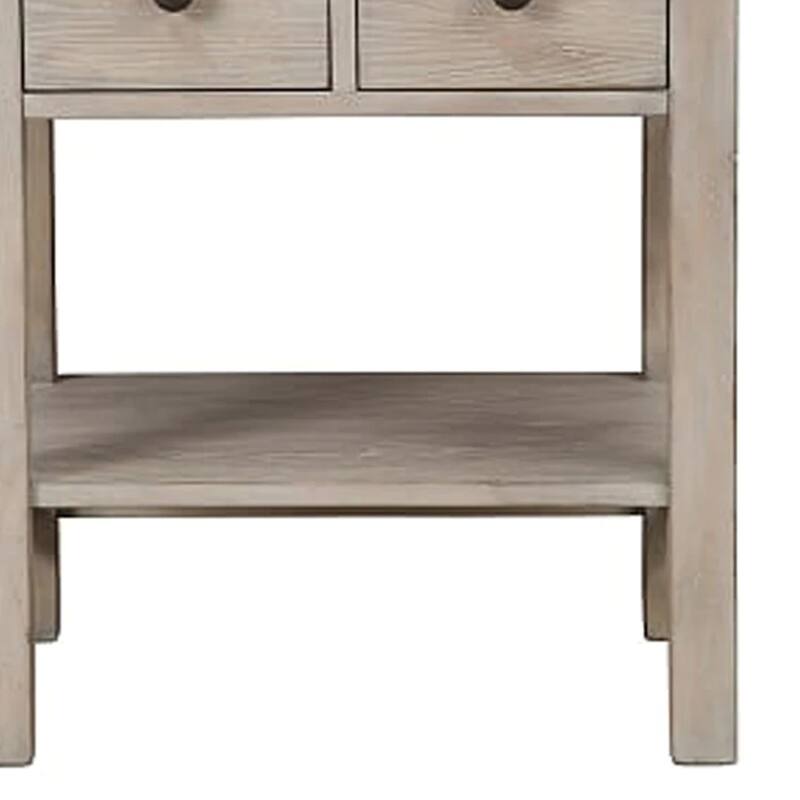 Natural Gray 2 Drawer 24 in. W Nightstand with Sturdy Hardware and Ample Storage