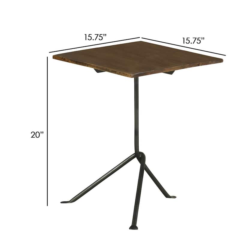 15.75 in. Brown and Gray Square Wood End Table, Sturdy Build End Side Table for Living Rooms