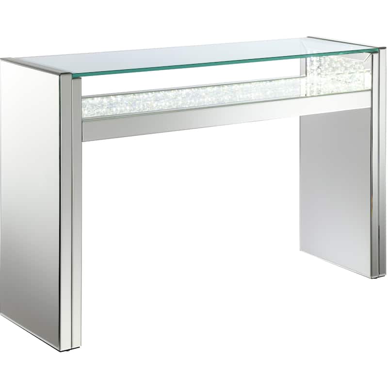 Glamorous Contemporary Mirrored Accent Console Table with LED Lighted Shelf