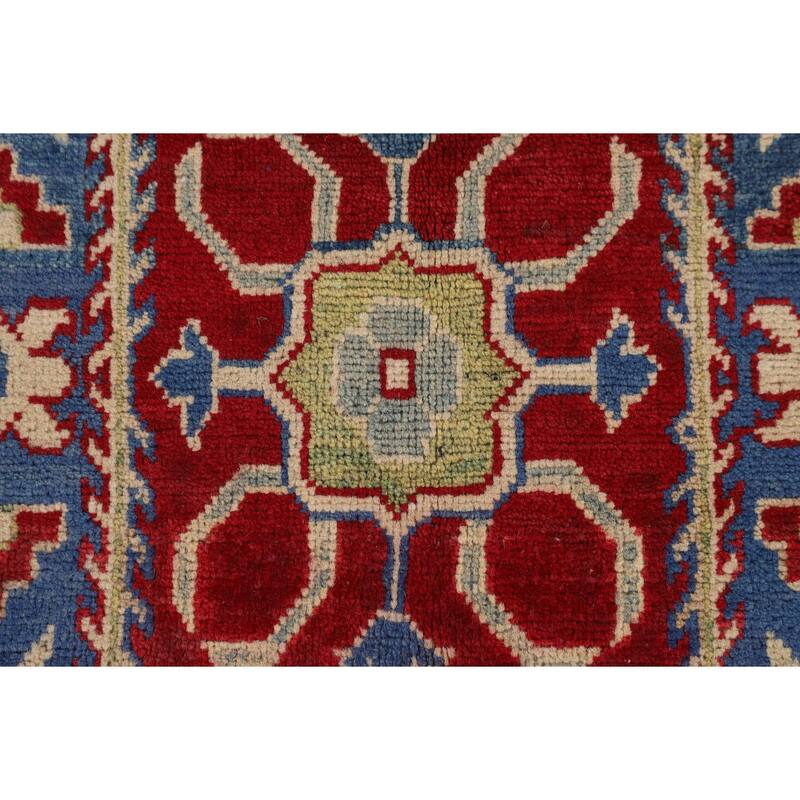 Traditional Kazak Oriental Area Rug Handmade Geometric Red Wool Carpet - 4'3" x 6'4"