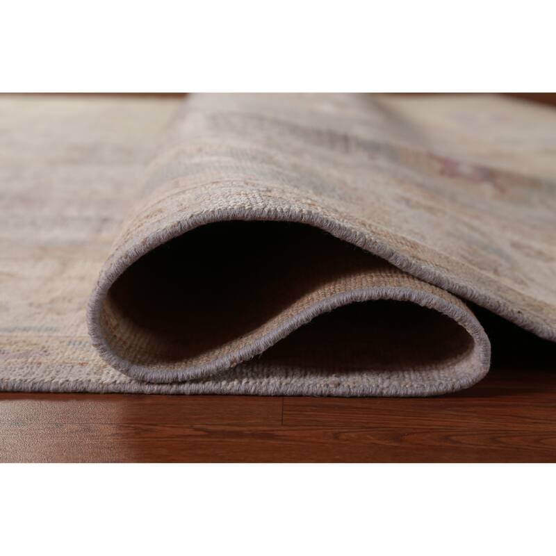 Hand Knotted Oriental 100% Wool Carpet Transitional All-Over Greys & Charcoal Oushak Area Rug - 9' 8'' X 8' 0''