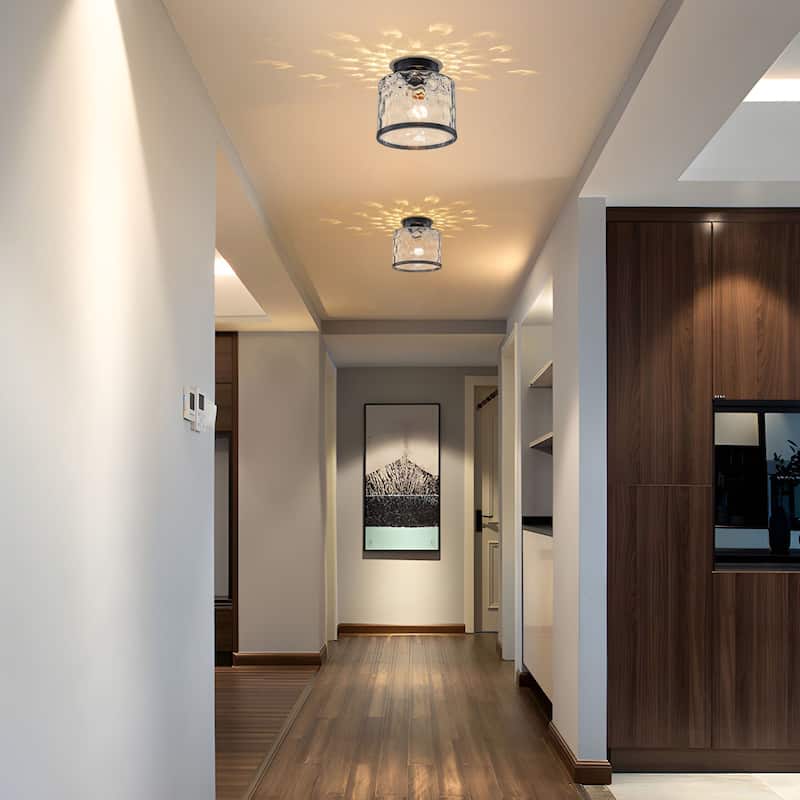 Starsky Modern Round Clear Glass Semi-Flush Mount