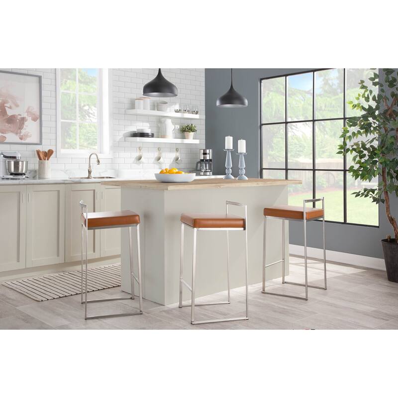 Silver Orchid Forrest Stainless Steel Stackable Fully Welded Counter Stool (Set of 3)