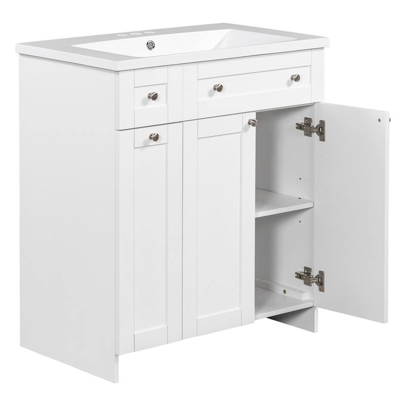 Single Sink 30" Bathroom Vanity with Combo Cabinet and Storage