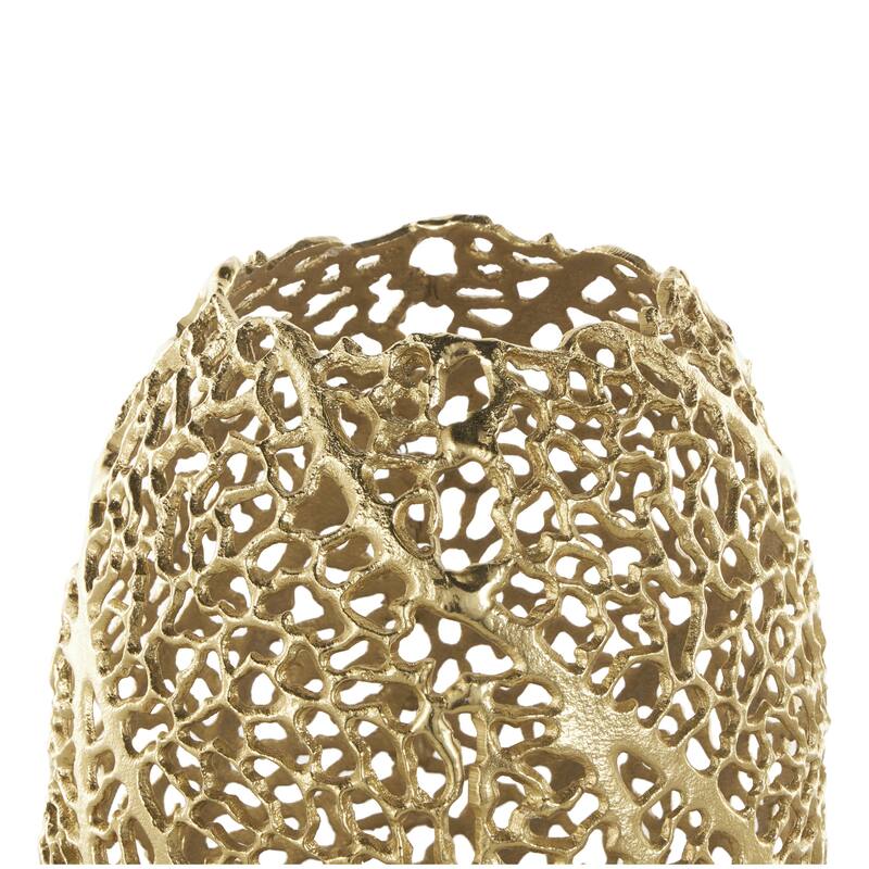 Aluminum Metal Abstract Metallic Coral Inspired Decorative Vase - Gold - Roche River Decor