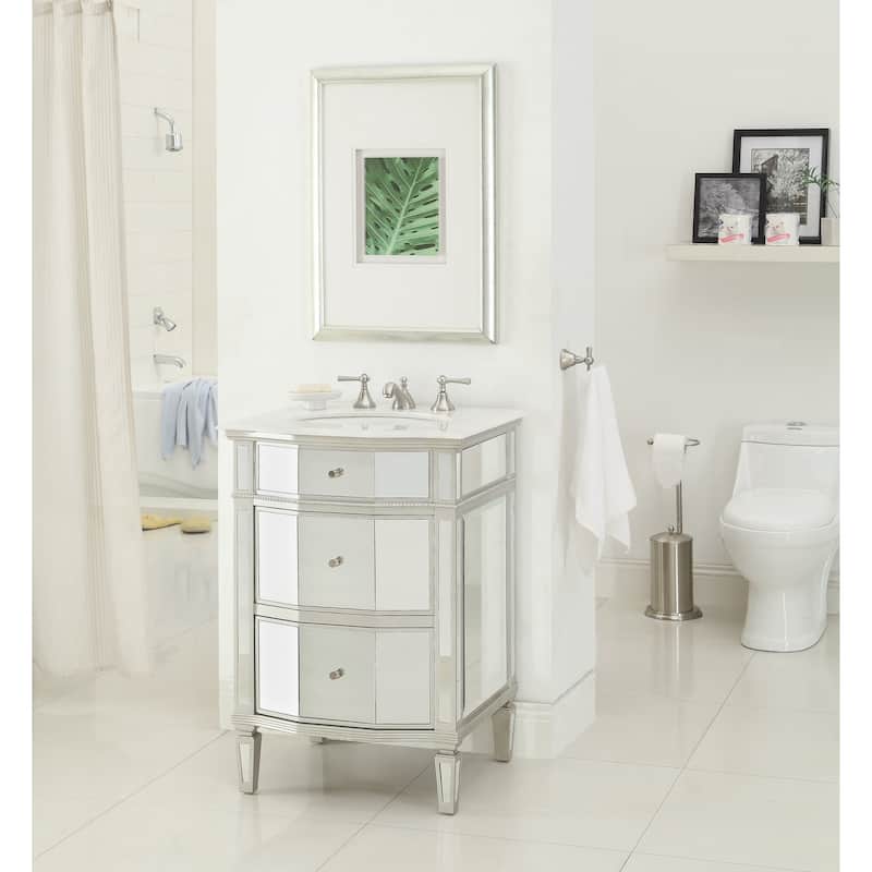 24" Petite Mirrored Ashlie Bathroom Sink Vanity