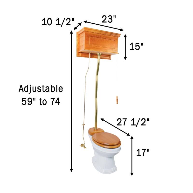 High Tank Toilet - White Ceramic Tank, White Elongated Bowl and Brass Z Pipe Renovators Supply