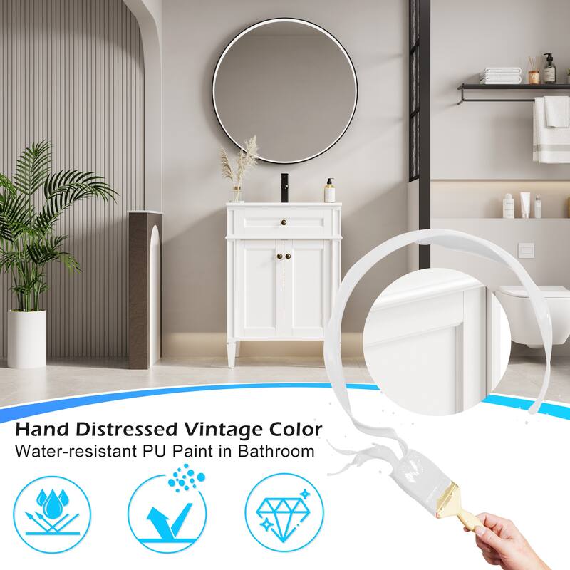 Retro Bathroom Vanity W/ Drop in Sink Combo Cabinet Set