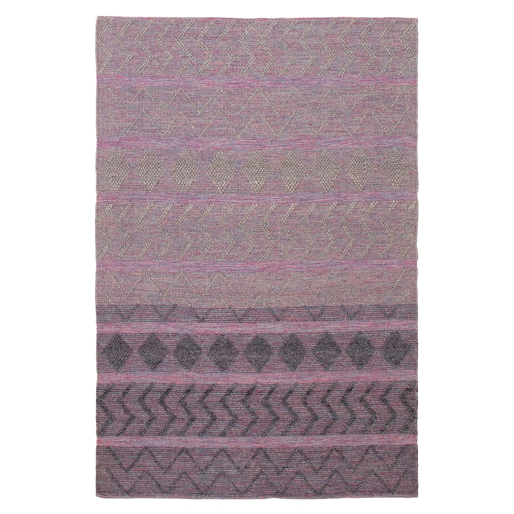 ECARPETGALLERY Braid weave Sienna Grey Wool Rug - 6'1 x 9'1