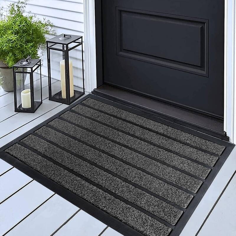 Extra Durable Door Mat - Dirt Trapping Outdoor Welcome Mats - Bright Grey
