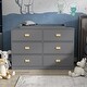 preview thumbnail 4 of 13, Dresser 6 Drawers With Baby Changing Table In White/Grey Golden Handle - 45.1"W Grey