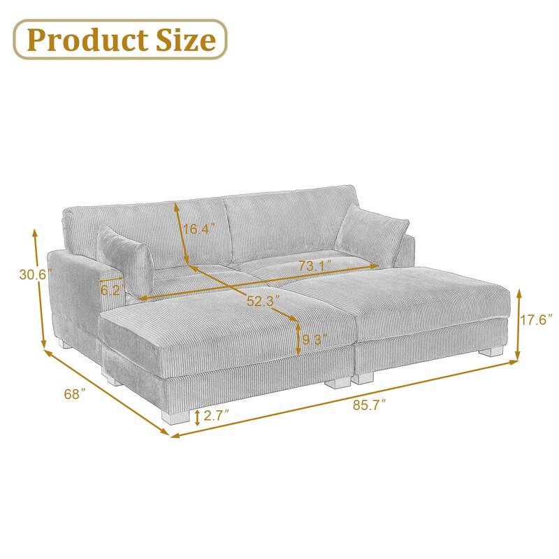 Sectional Sofa Set Modular Couch with Ottomans