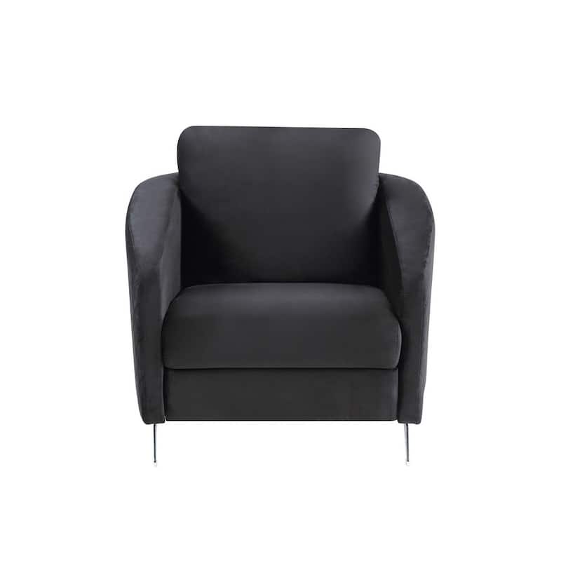 Velvet Modern Chic Accent Armchair in Black